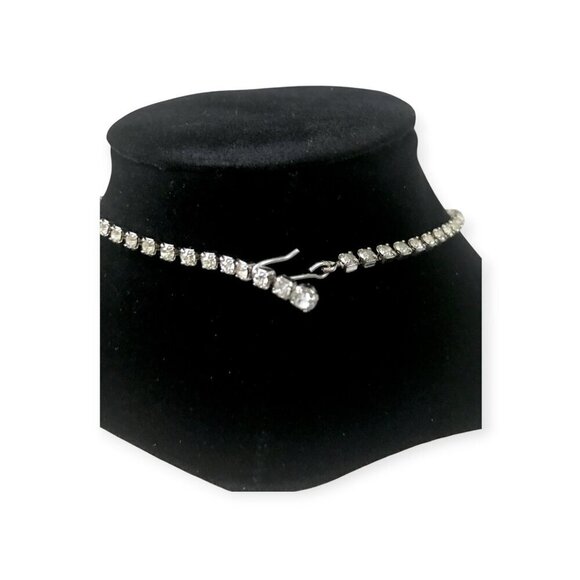 1950s Vintage‎ Clear Rhinestone Fan Necklace - Picture 4 of 11